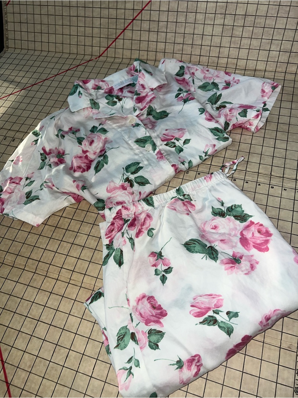 VTG 80s/90s Allison Rhea Pink Rose Cotton Pajama Set  💞